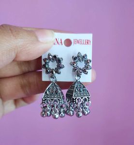 Oxidised Silver Jhumka