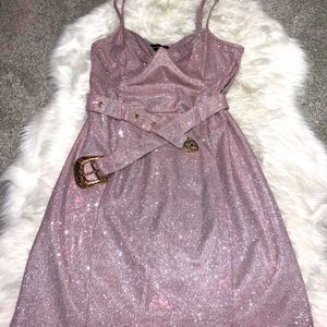 Glittery Prom Night Dress Wth Belt