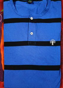 🤯 Drop Discount!! XL Blue T-Shirt: Vintage-Inspired Black Horizontal Stripes