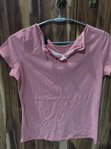 Striped Floral Embroidered Tee
