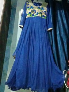 Blue Floral Embroidered Kurta Set