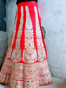 Red &amp; Gold Embroidered Lehenga Set