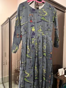 Greyish Blue Frock Kurti