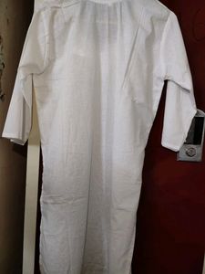 Straight White Chikankari Print Kurta