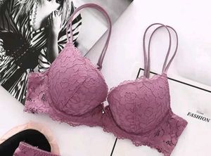 Bra Padded Self Design Purple