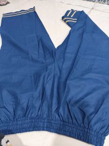 Blue Cotton Blend Palazzos