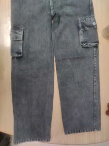Black Charcoal Cargo Jeans