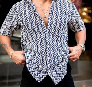 New Zigzag Print Short Sleeve Shirt