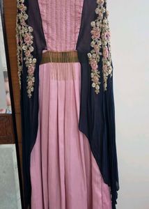 Embroidered Pink & Teal Blue Dress