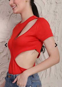Red Cutout Detail Top