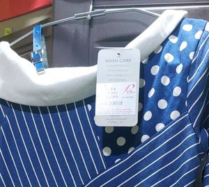 Blue Polka Dot &amp; Stripe Patchwork Dress