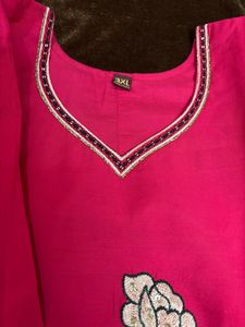 Fuschia  Pink party wear Kurta Set