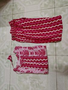 Pink Floral Print Kurti Pant CoOrd Set