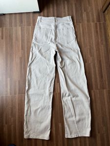 H&amp;M Beige Straight Leg Jeans