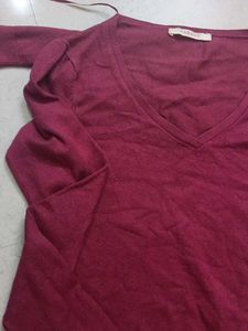 Burgundy V-Neck Sweater