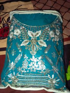 Teal Embroidered Pakistani Suit