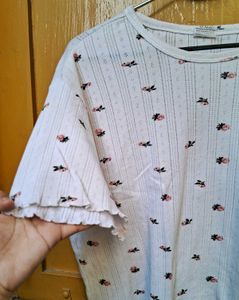 Floral Print Ruffle Tee