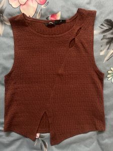 Brown Cutout Tank Top