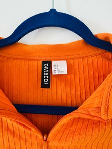 Orange Ribbed Crop Top