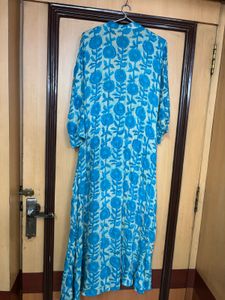 Elegant Floral Print Kurta - Blue