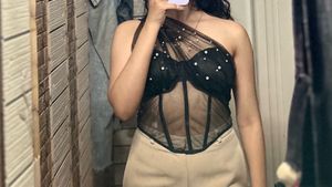 Pearl Embellished One Shoulder Corset