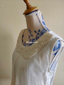 Pearl Collar Sleeveless Top