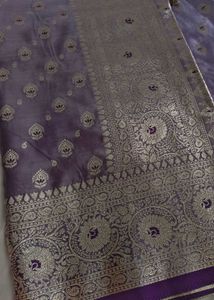Elegant lavender satin Banarasi Saree