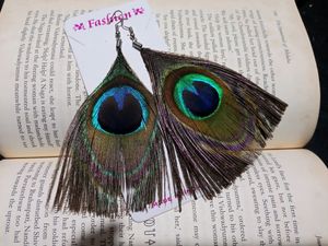 Peacock Feather Boho Earrings
