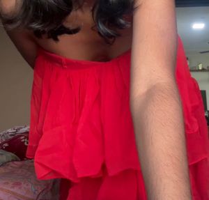Red Ruffled Strapless Mini Dress