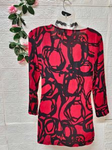 🎁Buy 2 Get 1 Free 🎁Stylish Red &amp; Black Print Top