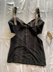 Golden Sequins Cut Out Top