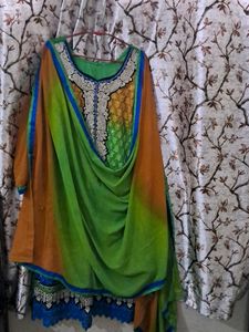 A-line Frock with pajama and dupatta