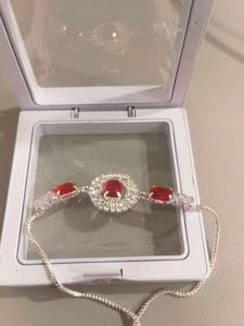 Stunning Silver & Red Stone Bracelet
