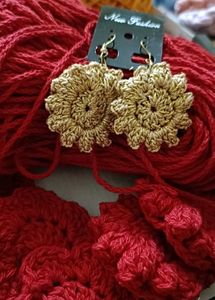 Golden Crochet Daisy Earrings