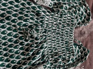 Green Embroidered Peasant Top
