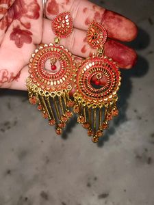 Red & Gold Indian Earrings