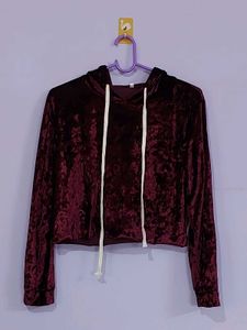 Burgundy Hoodie Crop Top