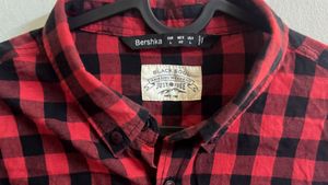 Bershka Red Plaid Shirt