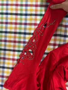 Red Embellished Party Dress