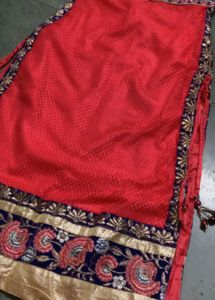 Red &amp; Navy Embroidered Dress