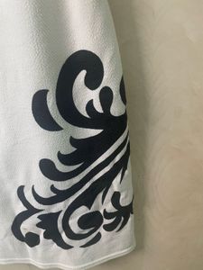 White Dress with Black Floral Detail