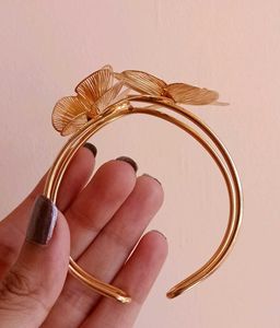 Gold Flower &amp; Butterfly Cuff Bracelet