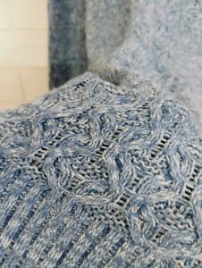 Blue Textured Knit Sweater