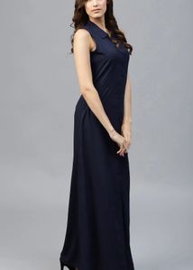 Chic Sleeveless Navy Maxi Dress