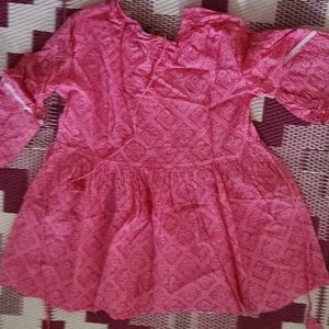 Girls Pink Printed Top