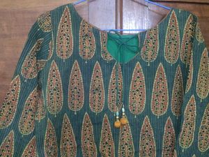 Handblocked Ajrakh Kantha Kurta