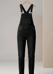 Stylish Black Denim Overalls