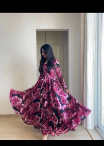Black Floral Anarkali
