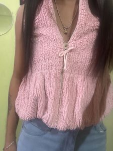 Pink Fuzzy Crop Top