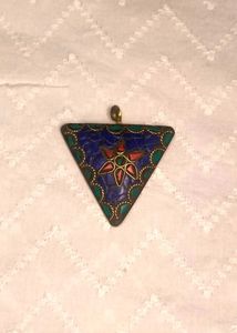 Tibetan Brass Pendant  Lapis Coral Turquoise